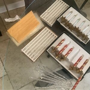 Vintage Hand Made Glass And Brass X Ornaments Made In Italy Set Of 12 + 20 Tear